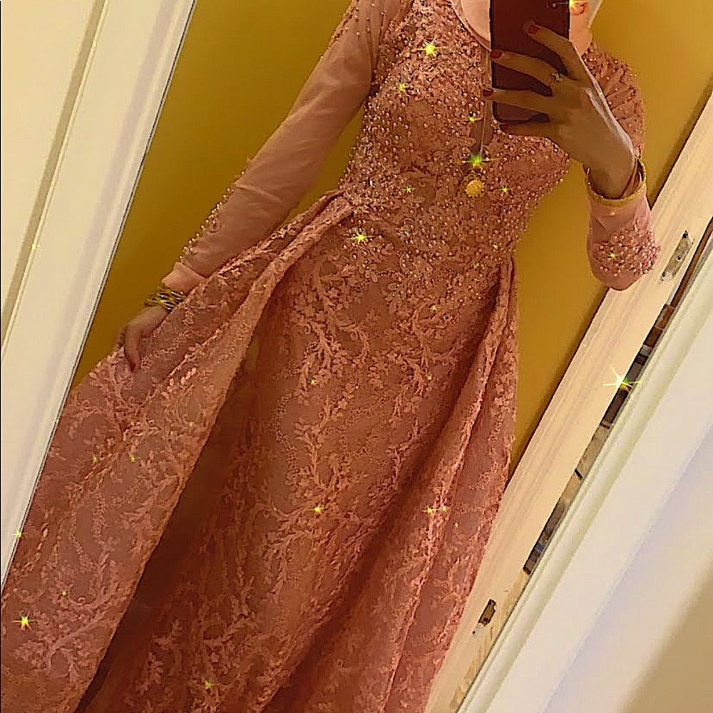 Long sleeves dress fully beaded
